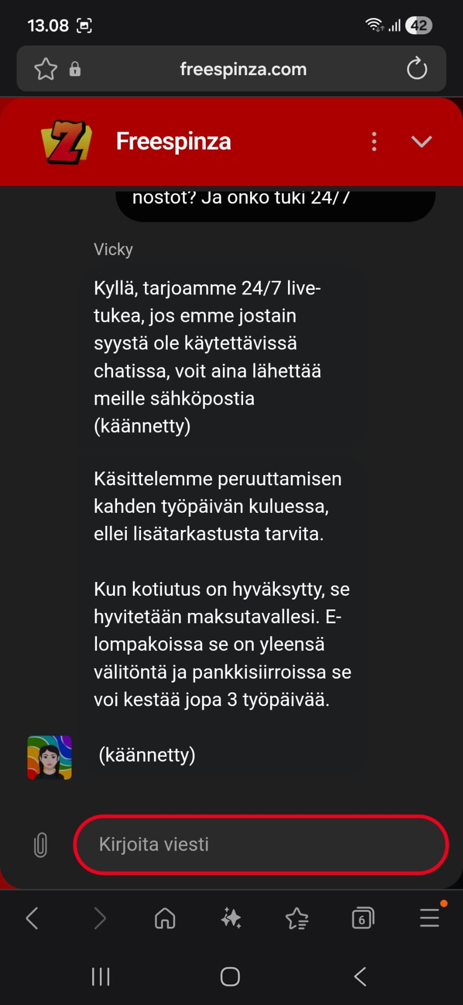 Tukihenkilö käytti kääntäjää